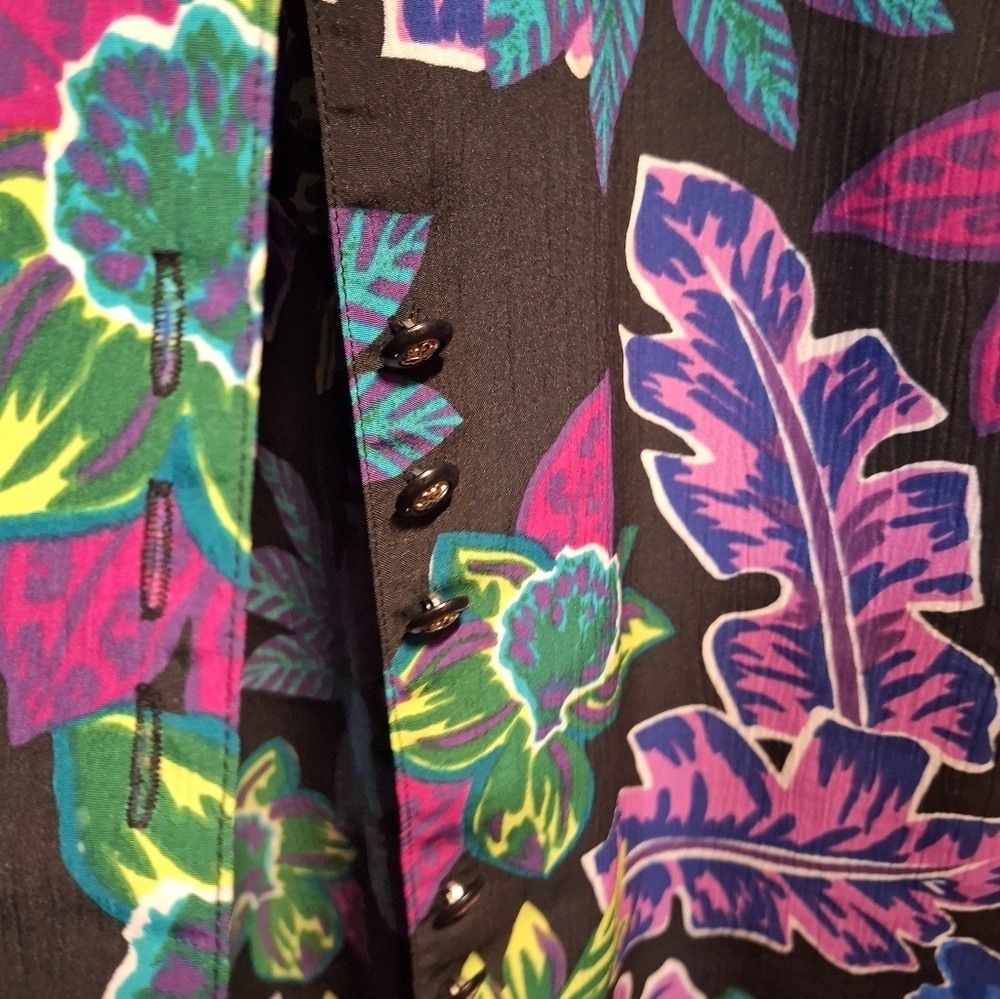 Vintage Black Floral Jacket My Pieces Women's Large - Picture 3 of 4